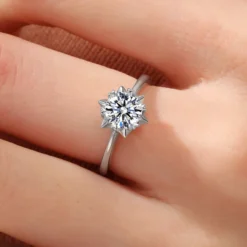 Classic Style Hexagram Round Sterling Silver Inlay Moissanite Rings -Deals Glis Jewel Store 1636650976666587136