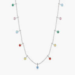 Simple Style Circle Round Sterling Silver Plating Inlay Zircon Rhodium Plated Choker