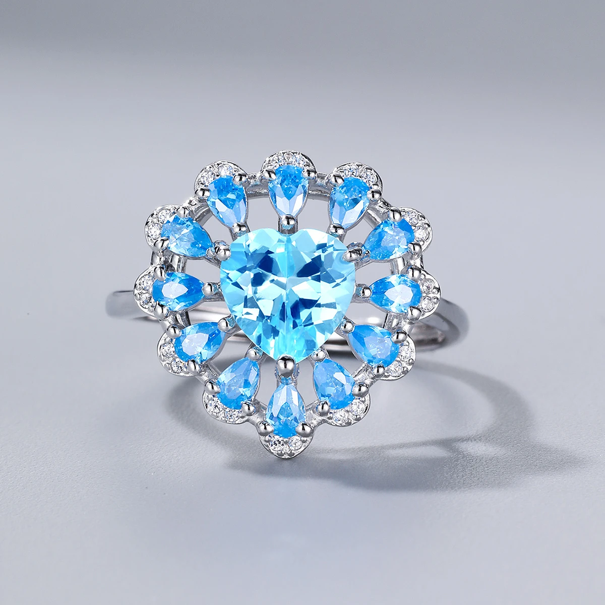 Simple Style Heart Shape Sterling Silver Inlay Zircon Rings 8 Simple Style Heart Shape Sterling Silver Inlay Zircon Rings - Image 8