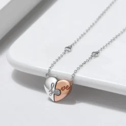 1 Piece Simple Style Heart Shape Sterling Silver Inlay Zircon Pendant Necklace