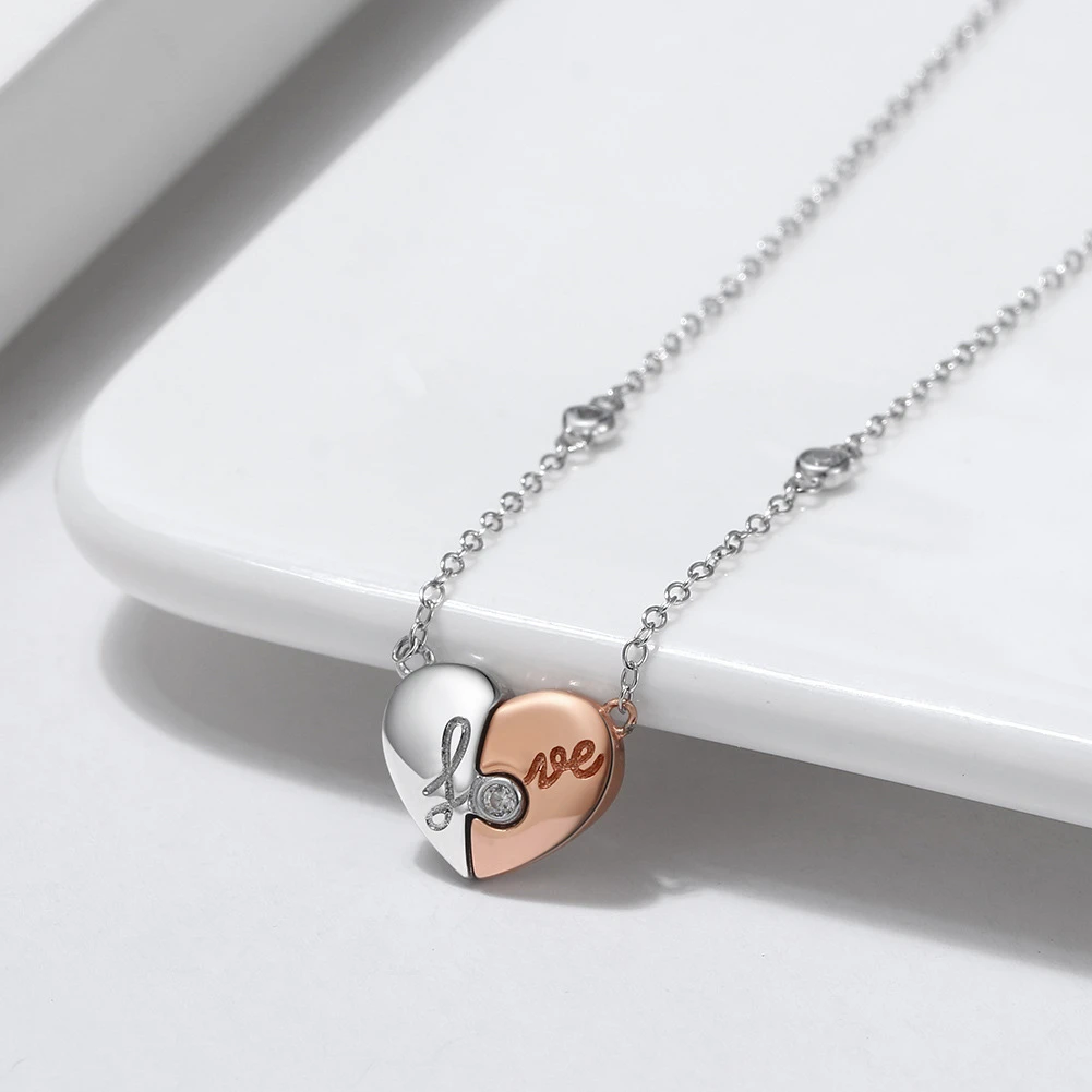 1 Piece Simple Style Heart Shape Sterling Silver Inlay Zircon Pendant Necklace 1 1 Piece Simple Style Heart Shape Sterling Silver Inlay Zircon Pendant Necklace