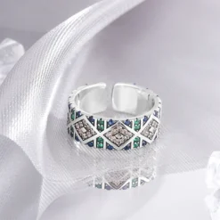 Modern Style Geometric Sterling Silver Inlay Zircon Open Ring -Deals Glis Jewel Store 1638380963316764672