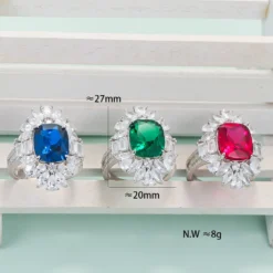 Retro Square Sterling Silver Inlay Zircon Rings -Deals Glis Jewel Store 1638426700662575104