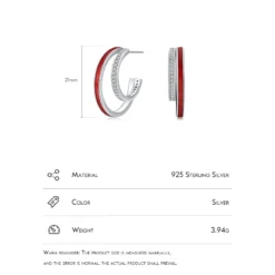 1 Pair Luxurious C Shape Sterling Silver Epoxy Plating Inlay Zircon Rhodium Plated Ear Studs -Deals Glis Jewel Store 1638779281935044608