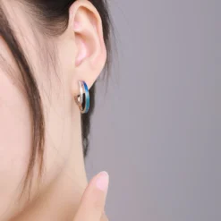 1 Pair Luxurious C Shape Sterling Silver Epoxy Plating Inlay Zircon Rhodium Plated Ear Studs -Deals Glis Jewel Store 1638779282081845248