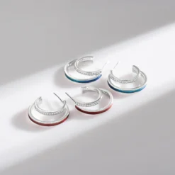 1 Pair Luxurious C Shape Sterling Silver Epoxy Plating Inlay Zircon Rhodium Plated Ear Studs -Deals Glis Jewel Store 1638779282174119936