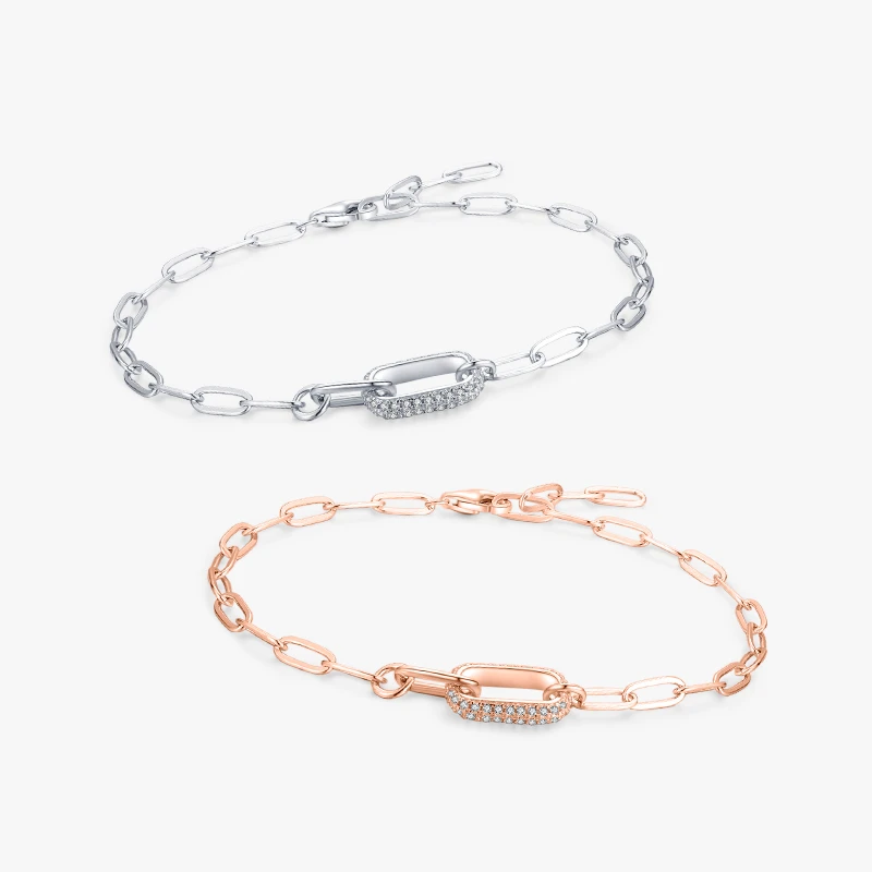 Shiny Lock Sterling Silver Plating Inlay Zircon Rose Gold Plated Rhodium Plated Bracelets 4 Shiny Lock Sterling Silver Plating Inlay Zircon Rose Gold Plated Rhodium Plated Bracelets - Image 4