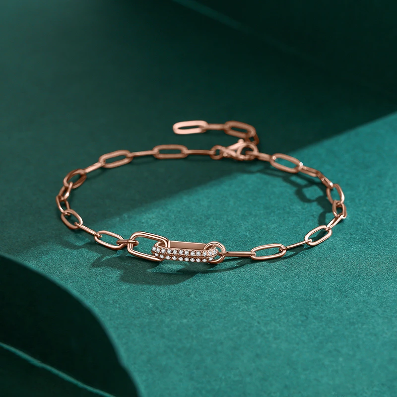 Shiny Lock Sterling Silver Plating Inlay Zircon Rose Gold Plated Rhodium Plated Bracelets 2 Shiny Lock Sterling Silver Plating Inlay Zircon Rose Gold Plated Rhodium Plated Bracelets - Image 2