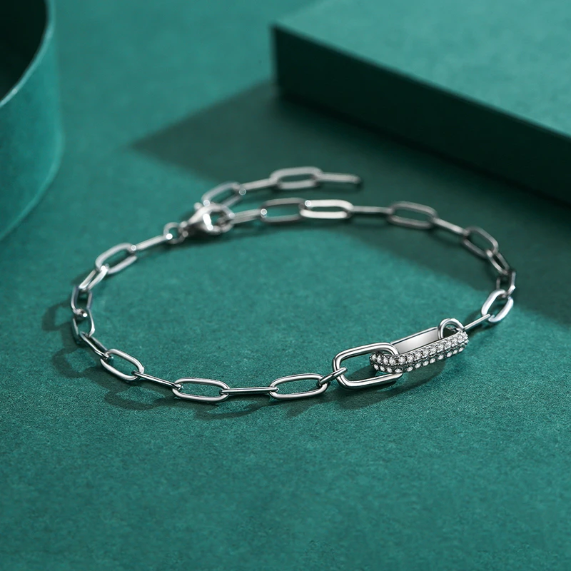 Shiny Lock Sterling Silver Plating Inlay Zircon Rose Gold Plated Rhodium Plated Bracelets 5 Shiny Lock Sterling Silver Plating Inlay Zircon Rose Gold Plated Rhodium Plated Bracelets - Image 5