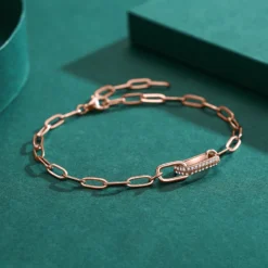 Shiny Lock Sterling Silver Plating Inlay Zircon Rose Gold Plated Rhodium Plated Bracelets 9 Shiny Lock Sterling Silver Plating Inlay Zircon Rose Gold Plated Rhodium Plated Bracelets -Deals Glis Jewel Store 1639167318615527424