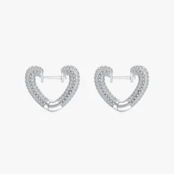 1 Pair Basic Heart Shape Sterling Silver Plating Inlay Zircon Rhodium Plated Earrings 8 1 Pair Basic Heart Shape Sterling Silver Plating Inlay Zircon Rhodium Plated Earrings -Deals Glis Jewel Store 1639174041891901440