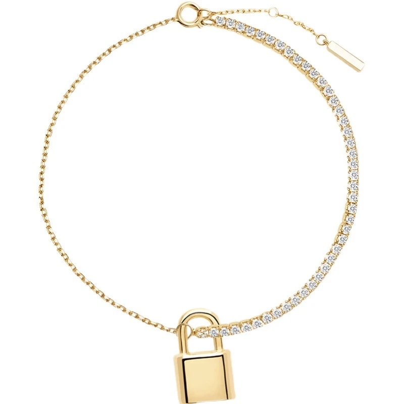 Modern Style Simple Style Lock Sterling Silver Plating Inlay Zircon Bracelets 1 Modern Style Simple Style Lock Sterling Silver Plating Inlay Zircon Bracelets
