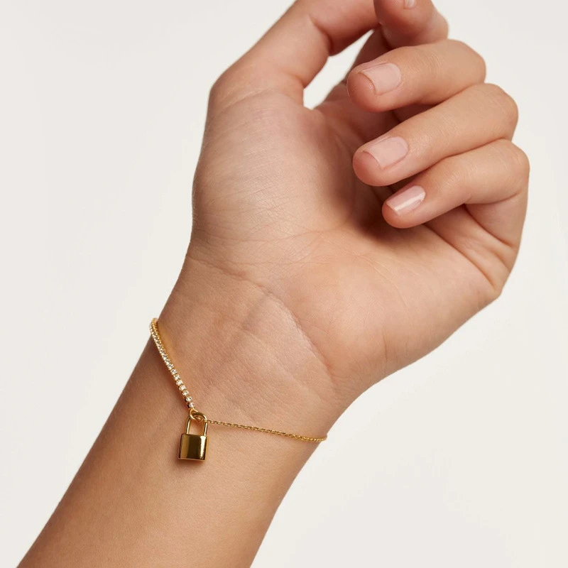 Modern Style Simple Style Lock Sterling Silver Plating Inlay Zircon Bracelets 2 Modern Style Simple Style Lock Sterling Silver Plating Inlay Zircon Bracelets - Image 2