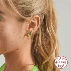 1 Pair Casual Palm Arrow Flower Sterling Silver Enamel Plating Inlay Zircon Drop Earrings -Deals Glis Jewel Store 1640241076403048448