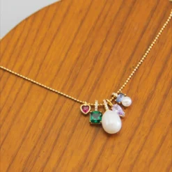 Elegant Square Heart Shape Freshwater Pearl Copper Inlay Zircon Pendant Necklace