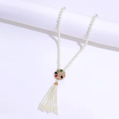 Vintage Style Shiny Flower Imitation Pearl Copper Plating Inlay Zircon 18K Gold Plated Women'S Necklace -Deals Glis Jewel Store 1641386062737707008