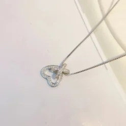 Elegant Simple Style Heart Shape Sterling Silver Inlay Zircon Pendant Necklace -Deals Glis Jewel Store 1641739810601308160