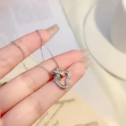 Elegant Simple Style Heart Shape Sterling Silver Inlay Zircon Pendant Necklace