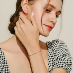 Sweet Round Sterling Silver Plating Inlay Zircon Rhodium Plated Bracelets -Deals Glis Jewel Store 1641797725425111040