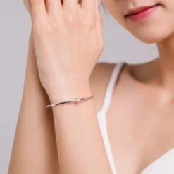 INS Style Round Sterling Silver Plating Inlay Zircon Rhodium Plated Cuff Bracelets -Deals Glis Jewel Store 1643092872616087552