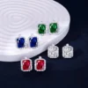 1 Pair Luxurious Rectangle Sterling Silver Plating Inlay Zircon Ear Studs