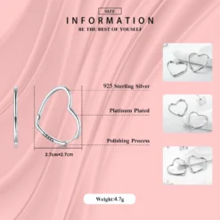 1 Pair Elegant Heart Shape Sterling Silver Plating Three-dimensional Earrings -Deals Glis Jewel Store 1643925575791939584
