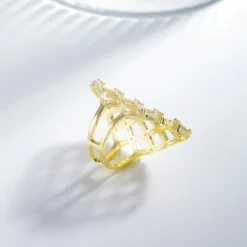 Exaggerated Geometric Sterling Silver Plating Inlay Artificial Gemstones Rings -Deals Glis Jewel Store 1645247261812330496