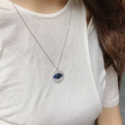 Commute Eye Sterling Silver Plating Inlay Artificial Gemstones Necklace -Deals Glis Jewel Store 1645248008440385536