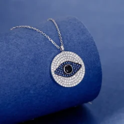 Commute Eye Sterling Silver Plating Inlay Artificial Gemstones Necklace -Deals Glis Jewel Store 1645248008595574784