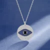 Commute Eye Sterling Silver Plating Inlay Artificial Gemstones Necklace