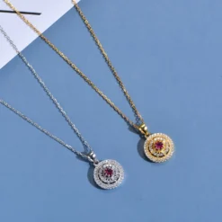 Simple Style Round Sterling Silver Hollow Out Inlay Zircon Pendant Necklace -Deals Glis Jewel Store 1645248024961748992 1