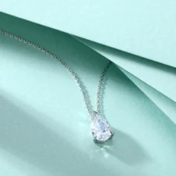 Simple Style Water Droplets Sterling Silver Inlay Zircon Pendant Necklace -Deals Glis Jewel Store 1645319883635953664