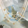 Elegant Luxurious Baroque Style Star Moon Freshwater Pearl Titanium Steel Plating 18K Gold Plated Necklace