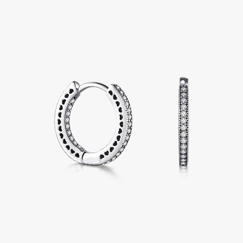1 Pair INS Style Vintage Style Heart Shape Sterling Silver Inlay Zircon Hoop Earrings 2 1 Pair INS Style Vintage Style Heart Shape Sterling Silver Inlay Zircon Hoop Earrings - Image 2
