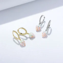1 Pair Cute Sweet Strawberry Sterling Silver Drop Earrings -Deals Glis Jewel Store 1648176475666518016