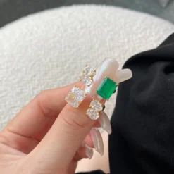 Elegant Classic Style Geometric Sterling Silver Plating Inlay Zircon Open Ring -Deals Glis Jewel Store 1648508010009595904