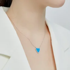 Lady Heart Shape Sterling Silver Inlay Zircon Pendant Necklace -Deals Glis Jewel Store 1648508066045497344