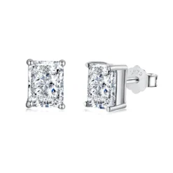 1 Pair Casual Simple Style Rectangle Sterling Silver Plating Inlay Zircon Ear Studs -Deals Glis Jewel Store 1648564760989536256
