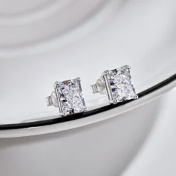 1 Pair Casual Simple Style Rectangle Sterling Silver Plating Inlay Zircon Ear Studs -Deals Glis Jewel Store 1648564776667844608 1