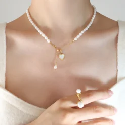 Elegant Baroque Style Heart Shape Beaded Freshwater Pearl Titanium Steel Plating 18K Gold Plated Pendant Necklace 12 Elegant Baroque Style Heart Shape Beaded Freshwater Pearl Titanium Steel Plating 18K Gold Plated Pendant Necklace -Deals Glis Jewel Store 1648639954382884864