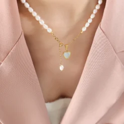 Elegant Baroque Style Heart Shape Beaded Freshwater Pearl Titanium Steel Plating 18K Gold Plated Pendant Necklace 11 Elegant Baroque Style Heart Shape Beaded Freshwater Pearl Titanium Steel Plating 18K Gold Plated Pendant Necklace -Deals Glis Jewel Store 1648639954449993728