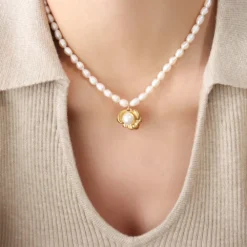 Elegant Baroque Style Irregular Flower Freshwater Pearl Titanium Steel Beaded Plating 18K Gold Plated Pendant Necklace 14 Elegant Baroque Style Irregular Flower Freshwater Pearl Titanium Steel Beaded Plating 18K Gold Plated Pendant Necklace -Deals Glis Jewel Store 1648645669285662720