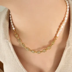 Elegant Baroque Style Color Block Freshwater Pearl Copper Beaded Plating 18K Gold Plated Necklace 11 Elegant Baroque Style Color Block Freshwater Pearl Copper Beaded Plating 18K Gold Plated Necklace -Deals Glis Jewel Store 1648648739650408448