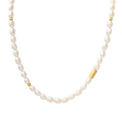 Elegant Baroque Style Round Freshwater Pearl Titanium Steel Beaded Plating 18K Gold Plated Necklace -Deals Glis Jewel Store 1648970046686498816