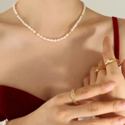 Elegant Baroque Style Round Freshwater Pearl Titanium Steel Beaded Plating 18K Gold Plated Necklace -Deals Glis Jewel Store 1648970047089152000