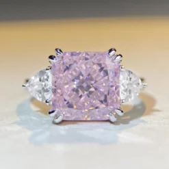 Elegant Square Sterling Silver Inlay High Carbon Drill Rings