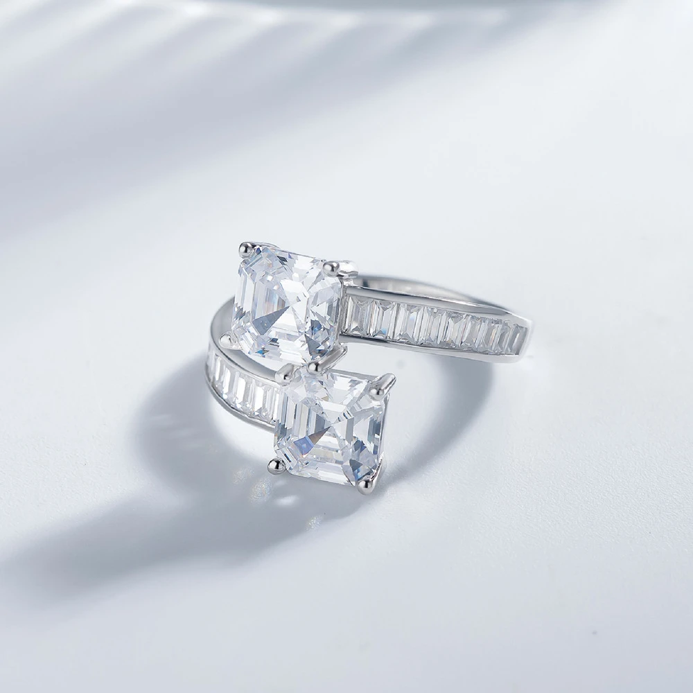 Wholesale Elegant Luxurious Square Sterling Silver High Carbon Diamond Rings 4 Wholesale Elegant Luxurious Square Sterling Silver High Carbon Diamond Rings - Image 4