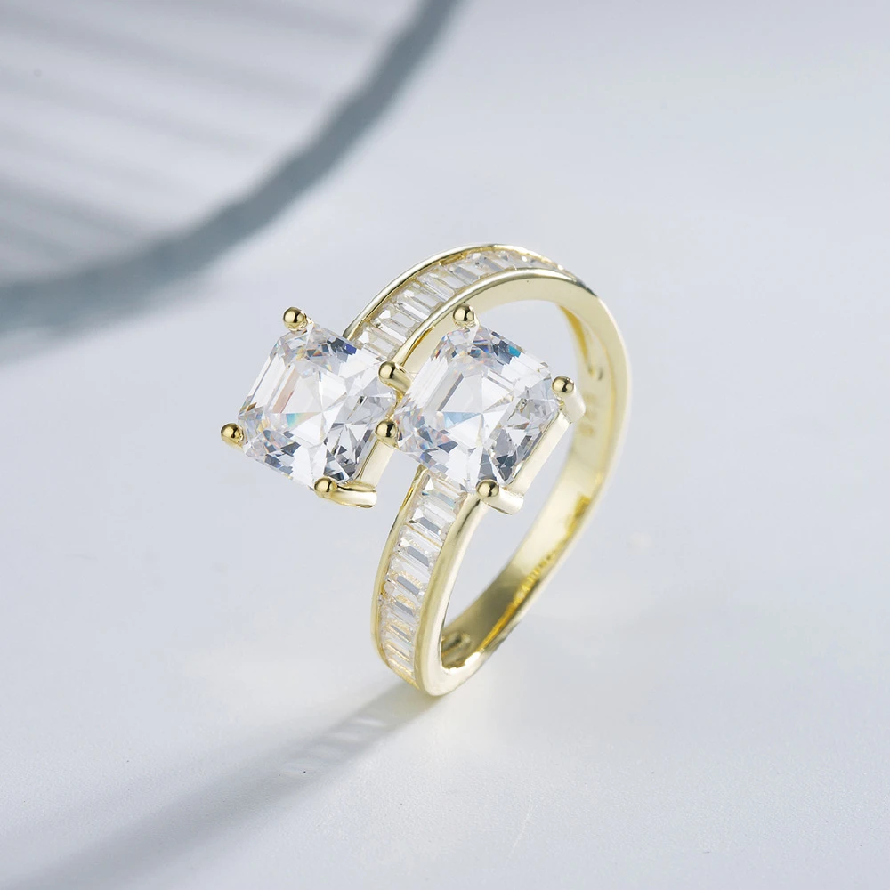 Wholesale Elegant Luxurious Square Sterling Silver High Carbon Diamond Rings 3 Wholesale Elegant Luxurious Square Sterling Silver High Carbon Diamond Rings - Image 3