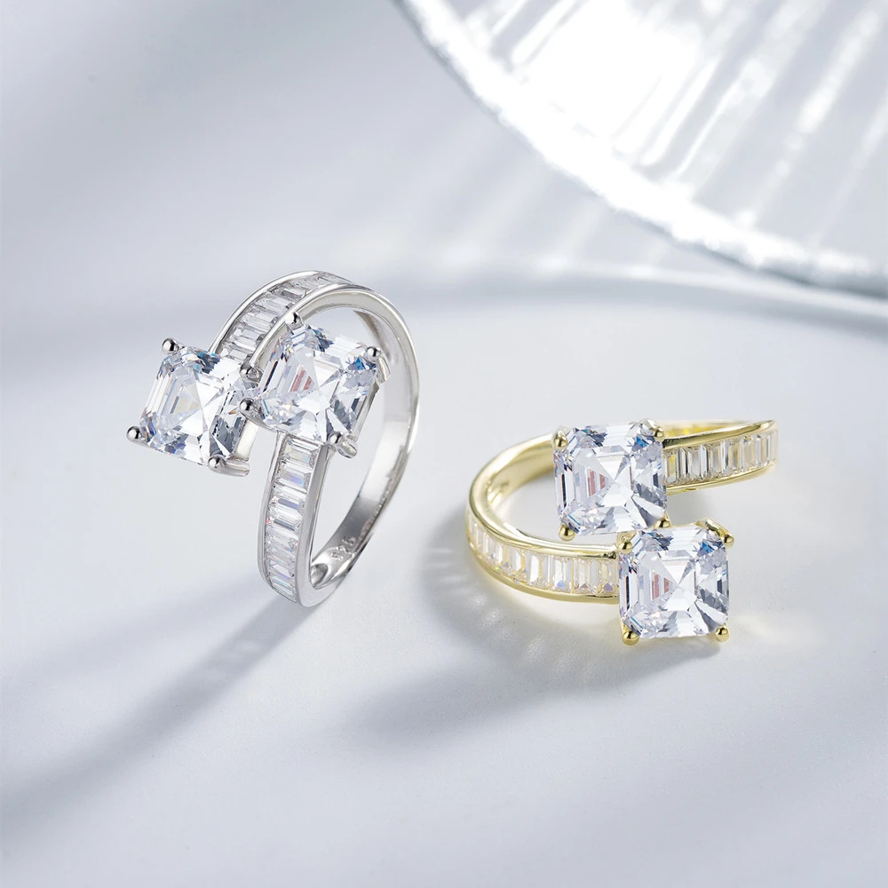 Wholesale Elegant Luxurious Square Sterling Silver High Carbon Diamond Rings 1 Wholesale Elegant Luxurious Square Sterling Silver High Carbon Diamond Rings