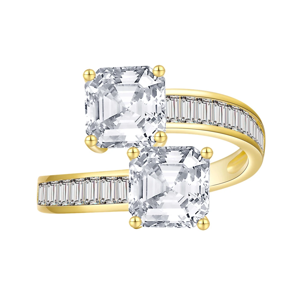 Wholesale Elegant Luxurious Square Sterling Silver High Carbon Diamond Rings 2 Wholesale Elegant Luxurious Square Sterling Silver High Carbon Diamond Rings - Image 2